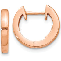 14K Rose Gold Polished Hinged Hoop Earrings - 13mm Length by 0