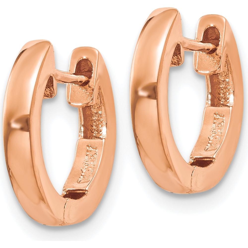 14K Rose Gold Polished Hinged Hoop Earrings - 13mm Length by 0