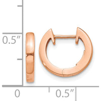 14K Rose Gold Polished Hinged Hoop Earrings - 13mm Length by 0