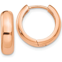 14K Rose Gold Polished Hinged Hoop Earrings - 15mm Length, 4mm Width by 0
