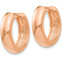 14K Rose Gold Polished Hinged Hoop Earrings - 15mm Length, 4mm Width by 0