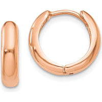 14K Rose Gold Polished Hinged Hoop Earrings - Elegant and Secure Closure Design by Oro Pregiato