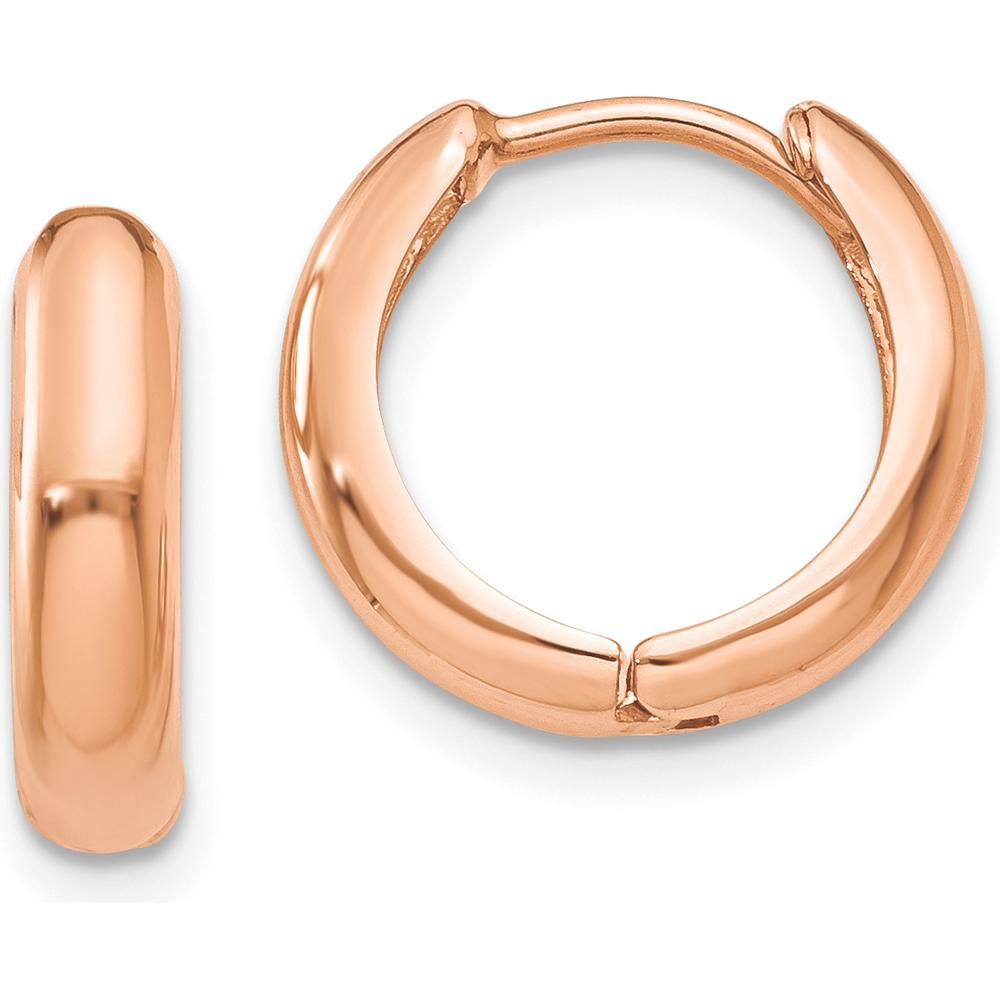 14K Rose Gold Polished Hinged Hoop Earrings - Elegant and Secure Closure Design by Oro Pregiato
