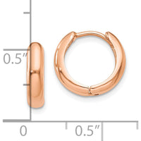 14K Rose Gold Polished Hinged Hoop Earrings - Elegant and Secure Closure Design by Oro Pregiato