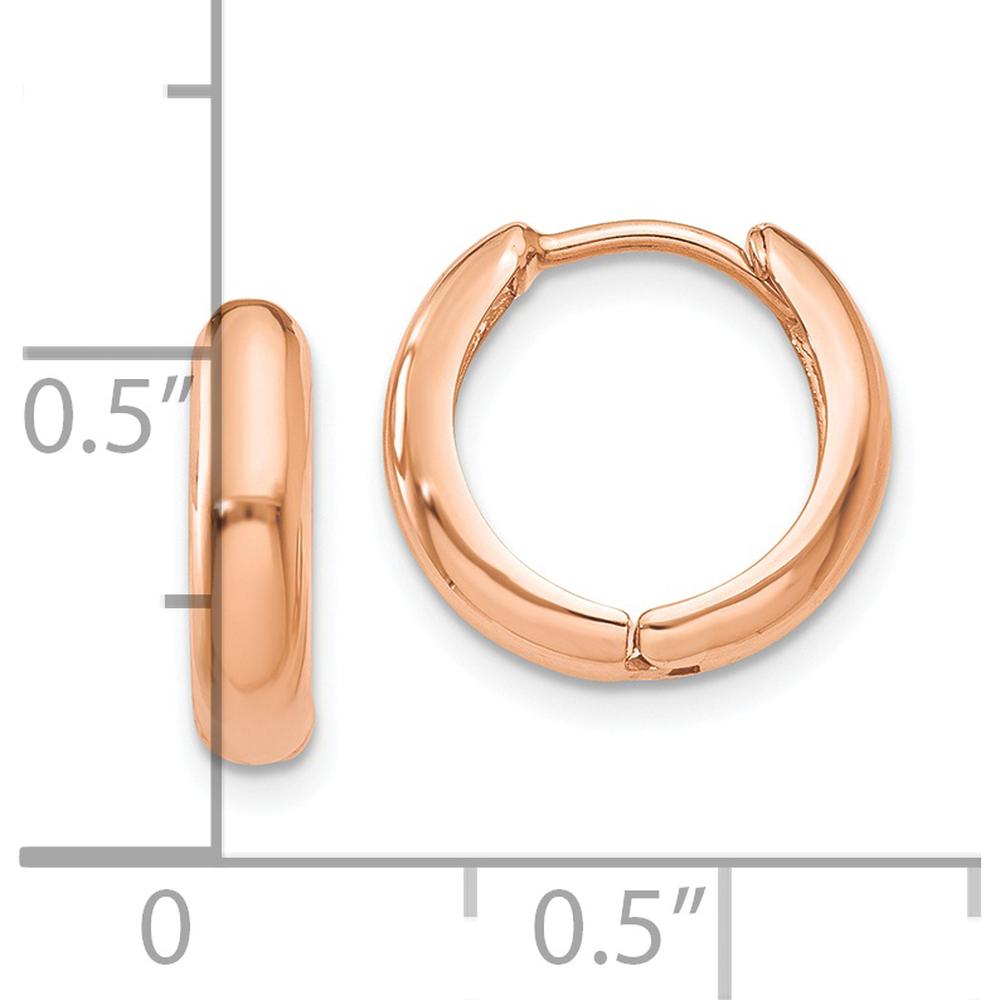 14K Rose Gold Polished Hinged Hoop Earrings - Elegant and Secure Closure Design by Oro Pregiato