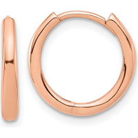 14K Rose Gold Polished Hinged Hoop Earrings - Timeless, Elegant Design by 0