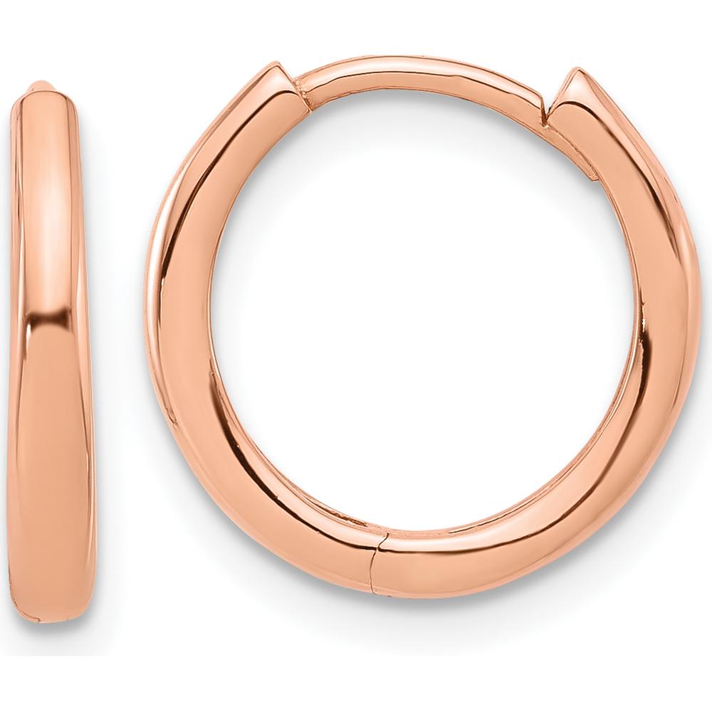 14K Rose Gold Polished Hinged Hoop Earrings - Timeless, Elegant Design by 0