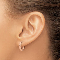 14K Rose Gold Polished Hinged Hoop Earrings - Timeless, Elegant Design by 0