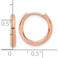 14K Rose Gold Polished Hinged Hoop Earrings - Timeless, Elegant Design by 0