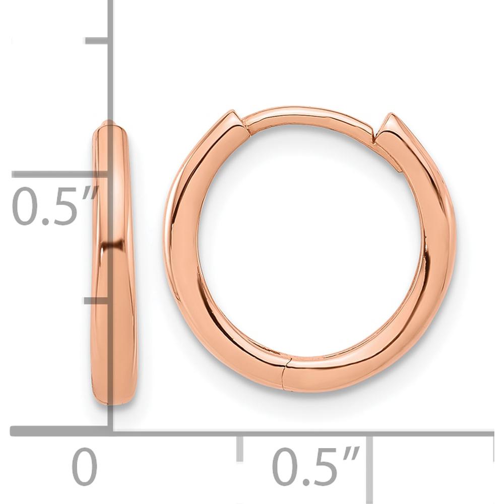 14K Rose Gold Polished Hinged Hoop Earrings - Timeless, Elegant Design by 0