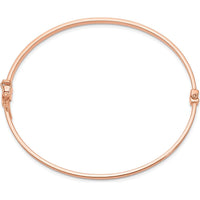 14K Rose Gold Polished Hinged Oval Bangle Bracelet - 3.00mm Width by Oro Pregiato