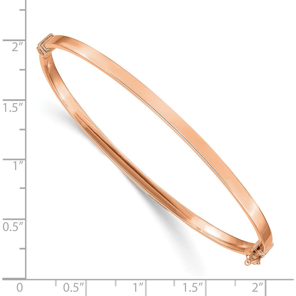 14K Rose Gold Polished Hinged Oval Bangle Bracelet - 3.00mm Width by Oro Pregiato