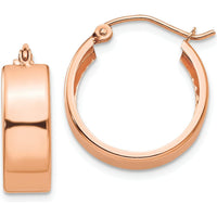 14K Rose Gold Polished Hoop Earrings - 16mm Length, 5.5mm Width by 0