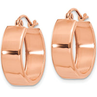 14K Rose Gold Polished Hoop Earrings - 16mm Length, 5.5mm Width by 0