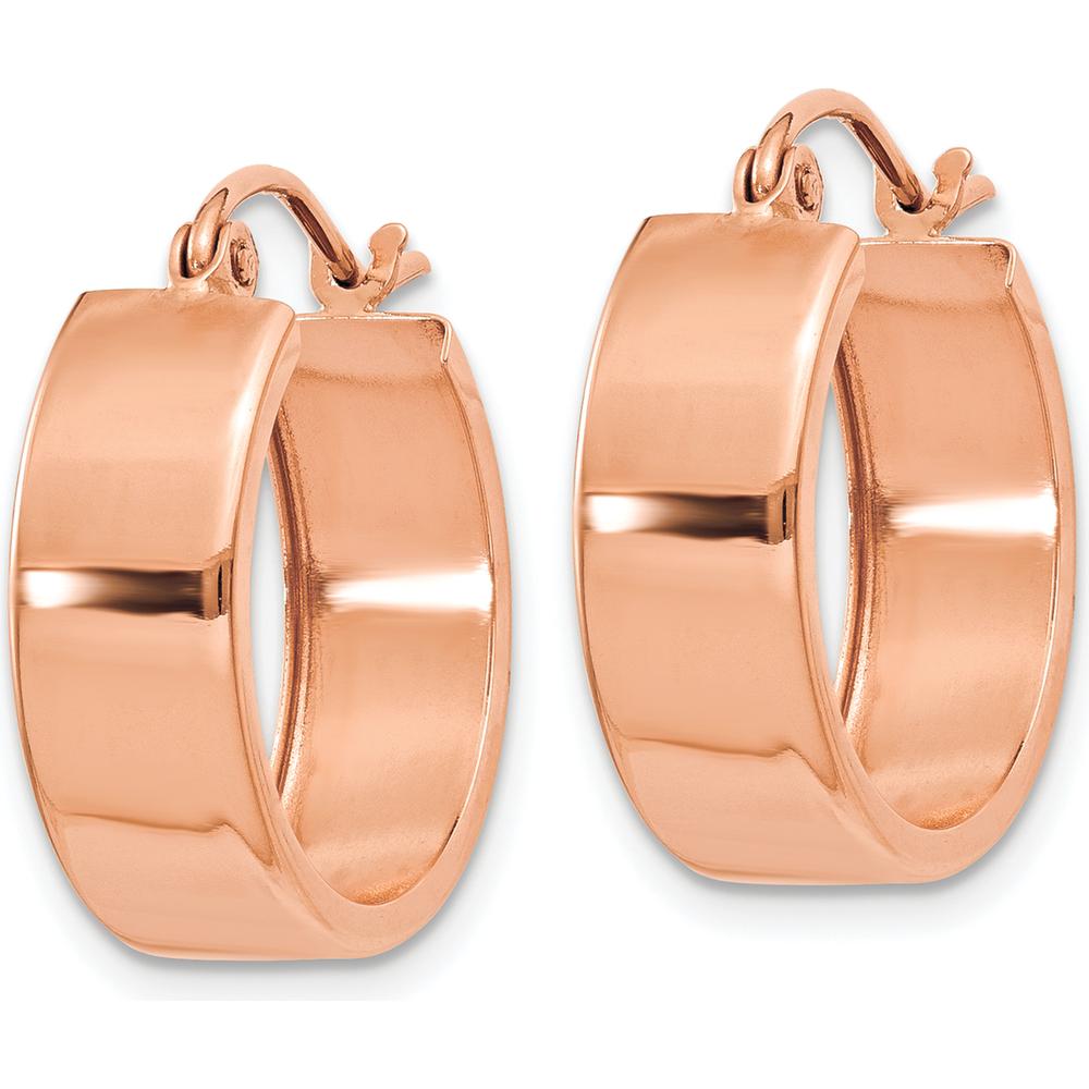 14K Rose Gold Polished Hoop Earrings - 16mm Length, 5.5mm Width by 0