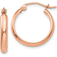 14K Rose Gold Polished Hoop Earrings - 18mm Length by 0
