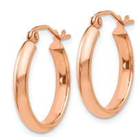 14K Rose Gold Polished Hoop Earrings - 18mm Length by 0