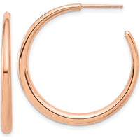 14K Rose Gold Polished Hoop Earrings - 32.2mm Width, 2.75mm Thickness by 0