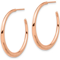14K Rose Gold Polished Hoop Earrings - 32.2mm Width, 2.75mm Thickness by 0