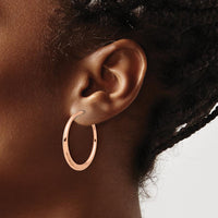14K Rose Gold Polished Hoop Earrings - 32.2mm Width, 2.75mm Thickness by 0