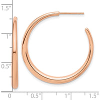 14K Rose Gold Polished Hoop Earrings - 32.2mm Width, 2.75mm Thickness by 0