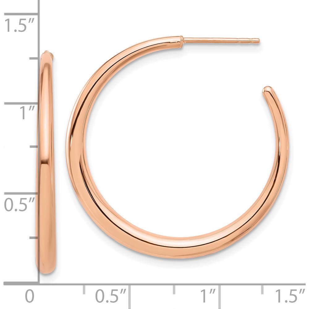 14K Rose Gold Polished Hoop Earrings - 32.2mm Width, 2.75mm Thickness by 0