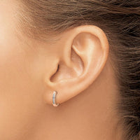14K Rose Gold Polished Huggie Hoop Earrings with 12 Round Diamonds - 0.01 Carat Total Diamond Weight by Monteluci Fine Jewelry