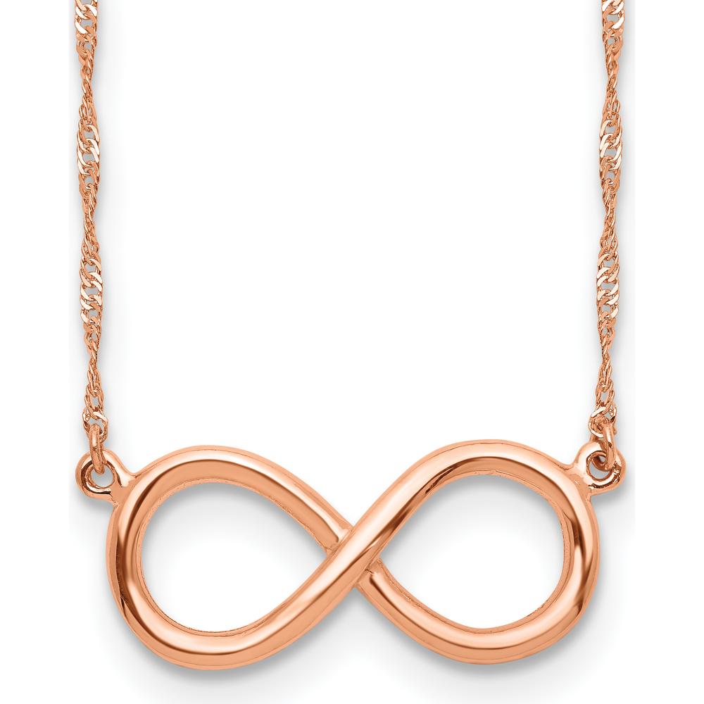 14K Rose Gold Polished Infinity Symbol 16.5" Necklace - Singapore Chain Design by 0