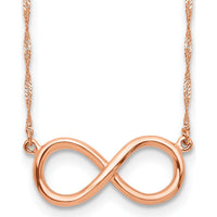 14K Rose Gold Polished Infinity Symbol 16.5" Necklace - Singapore Chain Design by 0