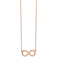 14K Rose Gold Polished Infinity Symbol 16.5" Necklace - Singapore Chain Design by 0
