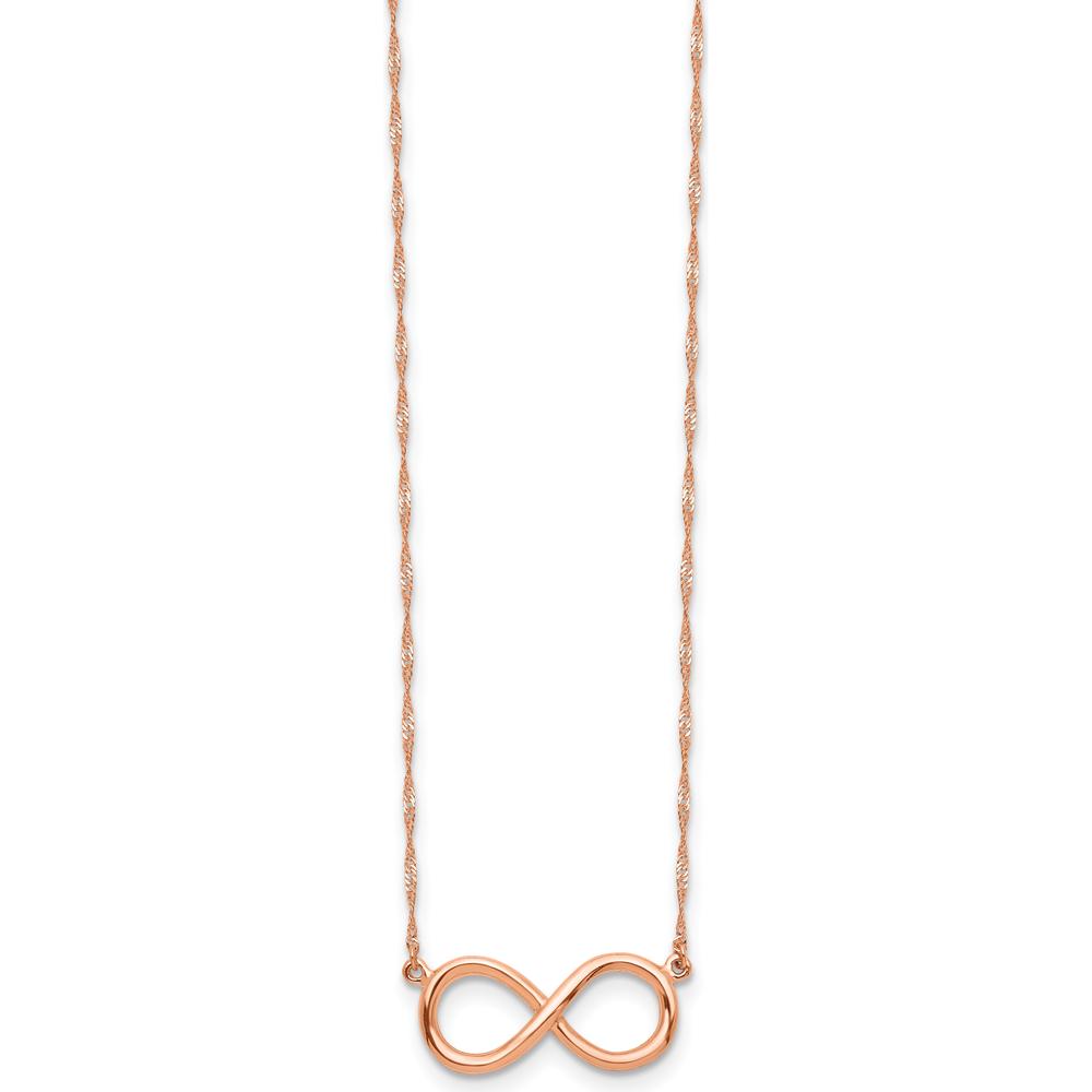 14K Rose Gold Polished Infinity Symbol 16.5" Necklace - Singapore Chain Design by 0