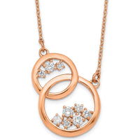 14K Rose Gold Polished Interlocked Circles Diamond Necklace with 1/4 Carat Total Diamond Weight by Monteluci Fine Jewelry