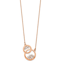 14K Rose Gold Polished Interlocked Circles Diamond Necklace with 1/4 Carat Total Diamond Weight by Monteluci Fine Jewelry