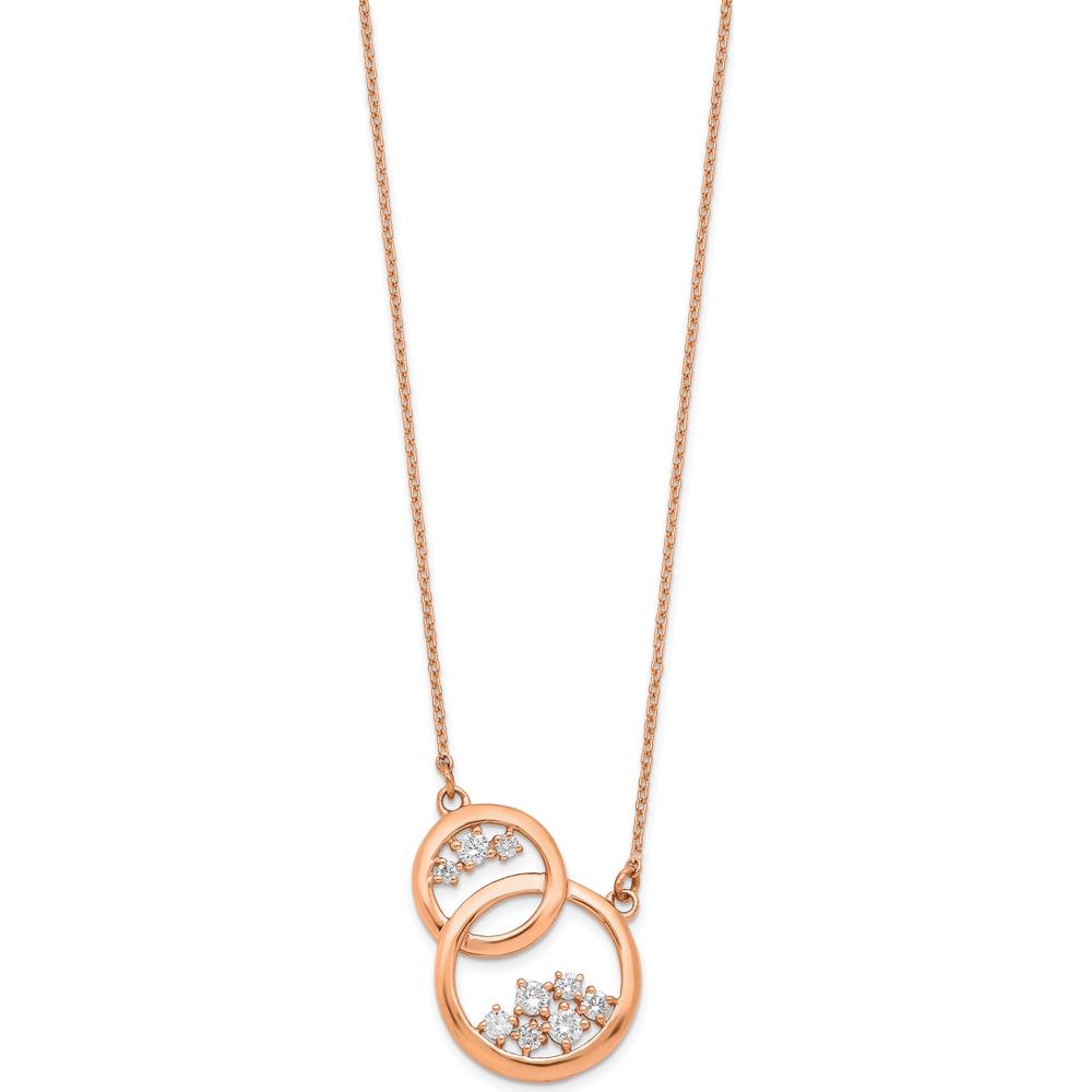14K Rose Gold Polished Interlocked Circles Diamond Necklace with 1/4 Carat Total Diamond Weight by Monteluci Fine Jewelry