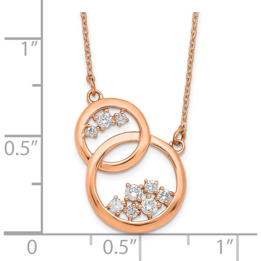 14K Rose Gold Polished Interlocked Circles Diamond Necklace with 1/4 Carat Total Diamond Weight by Monteluci Fine Jewelry