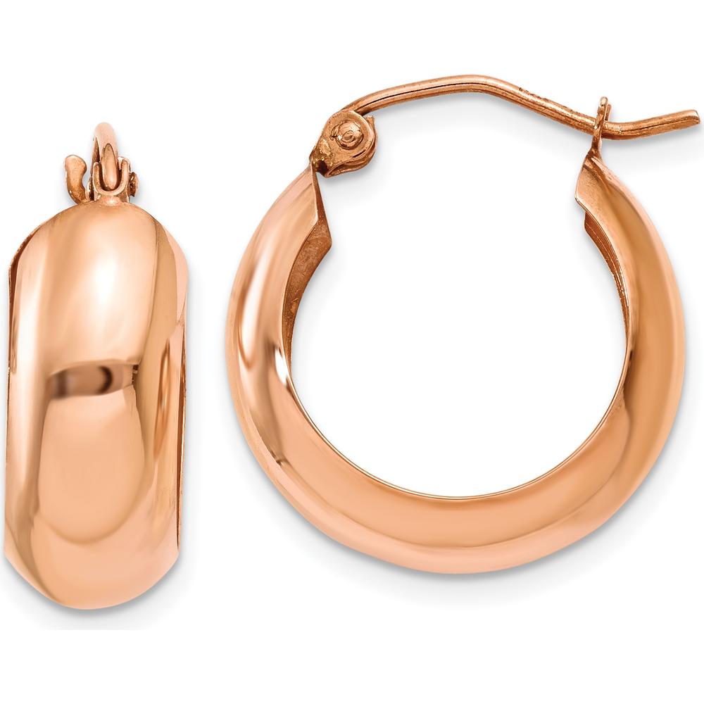 14K Rose Gold Polished Large Hoop Earrings - Timeless Elegance for Women by 0