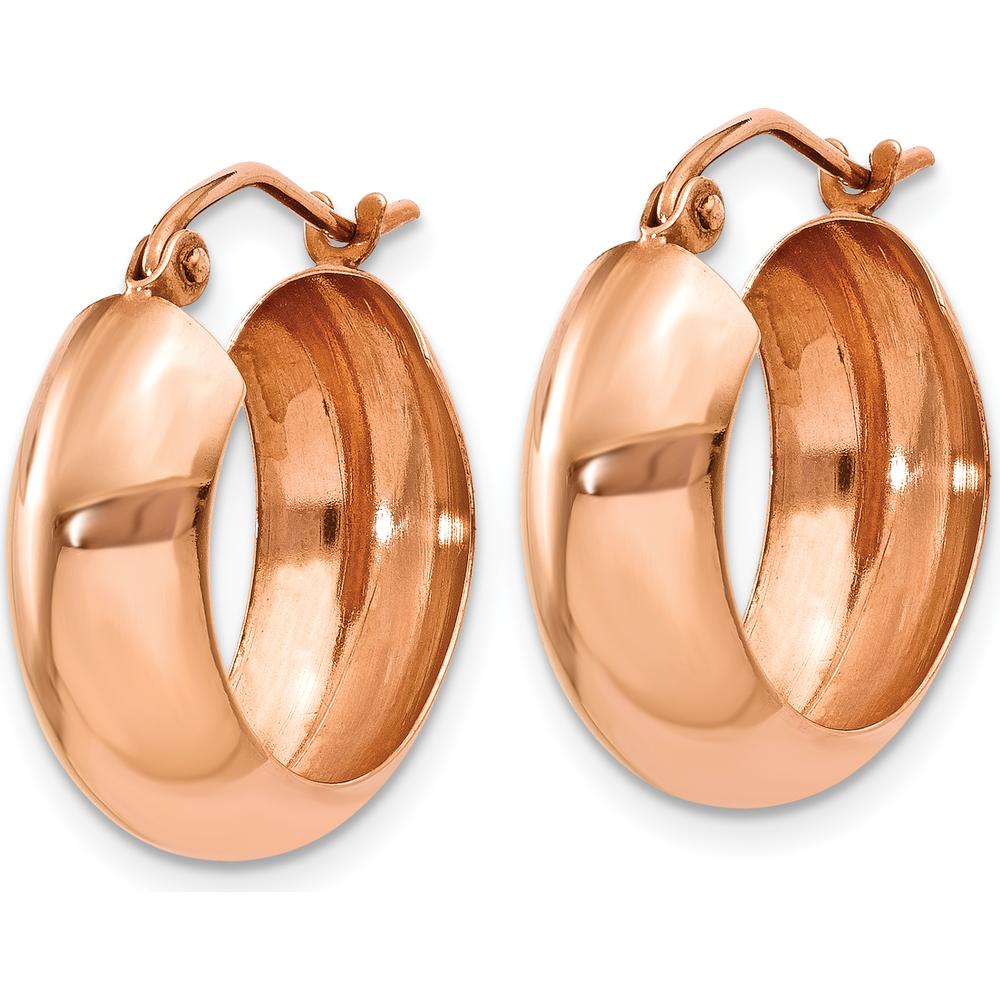 14K Rose Gold Polished Large Hoop Earrings - Timeless Elegance for Women by 0