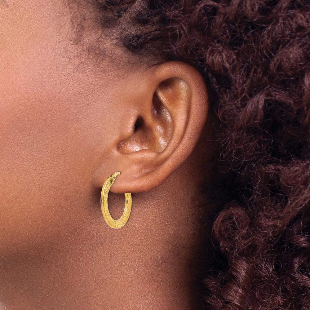 14K Rose Gold Polished Large Hoop Earrings - Timeless Elegance for Women by 0