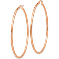 14K Rose Gold Polished Large Tube Hoop Earrings - 60mm Diameter by 0
