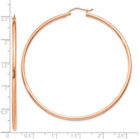 14K Rose Gold Polished Large Tube Hoop Earrings - 60mm Diameter by 0