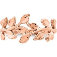 14K Rose Gold Polished Leaf Ring with Textured Band and Organic Design by Oro Pregiato