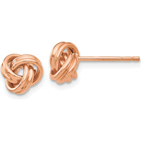 14K Rose Gold Polished Love Knot Button Earrings - 7mm by 0