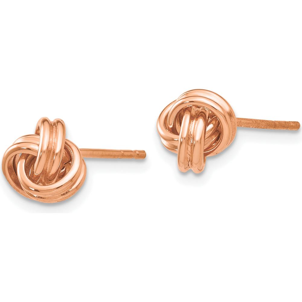 14K Rose Gold Polished Love Knot Button Earrings - 7mm by 0