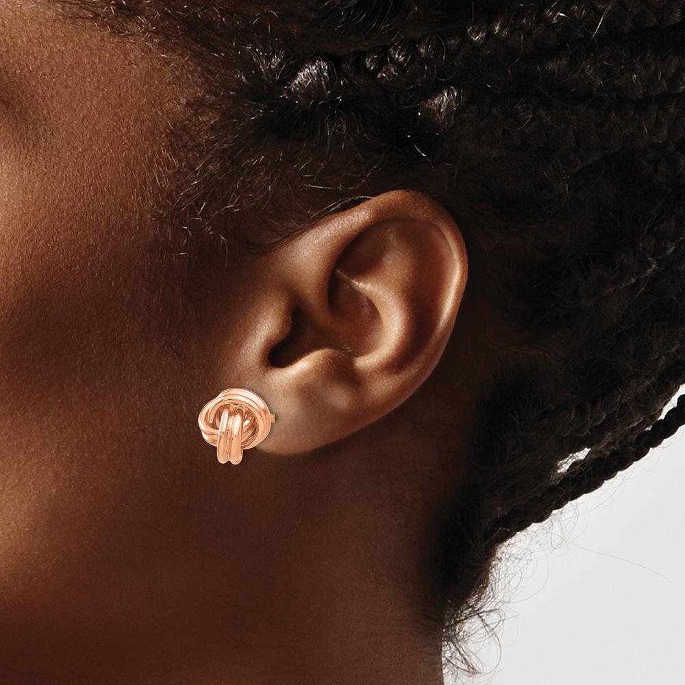 14K Rose Gold Polished Love Knot Button Earrings - 7mm by 0