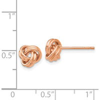 14K Rose Gold Polished Love Knot Button Earrings - 7mm by 0