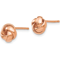 14K Rose Gold Polished Love Knot Post Earrings - Elegant Button Style by 0