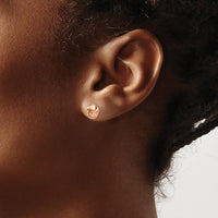 14K Rose Gold Polished Love Knot Post Earrings - Elegant Button Style by 0
