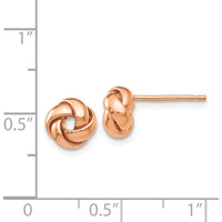 14K Rose Gold Polished Love Knot Post Earrings - Elegant Button Style by 0