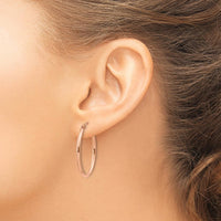 14K Rose Gold Polished Oval Hoop Earrings - 33mm Length by 0