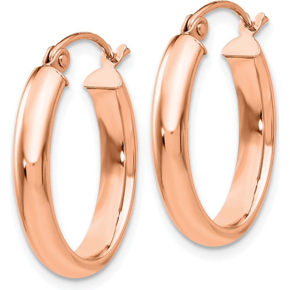 14K Rose Gold Polished Oval Tube Hoop Earrings - 21.5mm Length by 0
